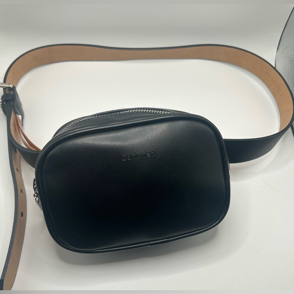 Calvin Klein Black Faux Leather Belt Bag